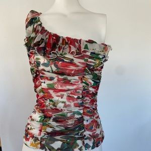 Mystic one shoulder rose print top size S